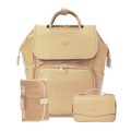 Leather Diaper Bag Backpack - La Madison™ II - Work & Play Commuter Backpack Gift Set (Limited Edition) - Sandy Beige- relaxing beachside