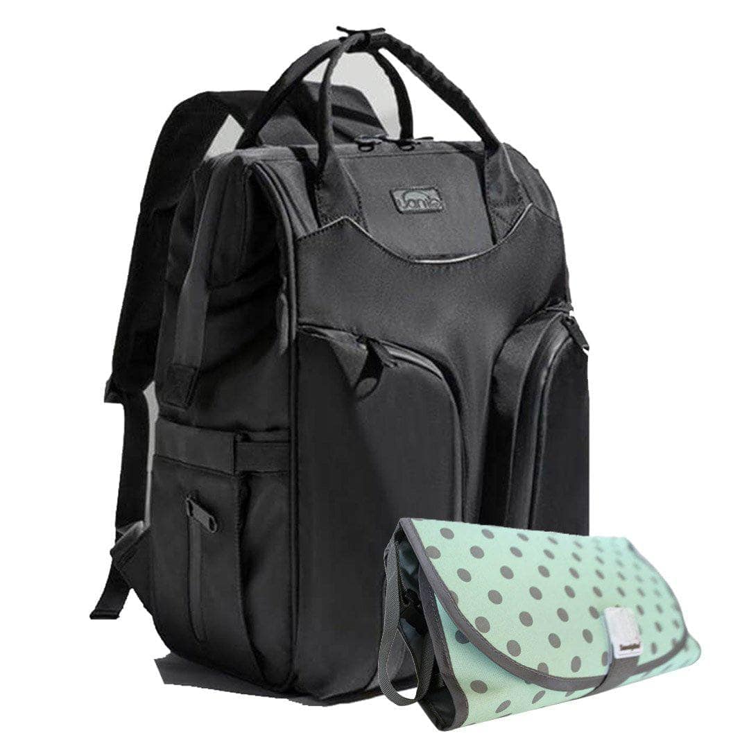 Diaper Backpack - Noah - Large Capacity Unisex Diaper Backpack - Black