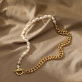 Pearl Necklace - Mason & Madison Half Chain Pearl Necklace - Gold Vermeil / Gold