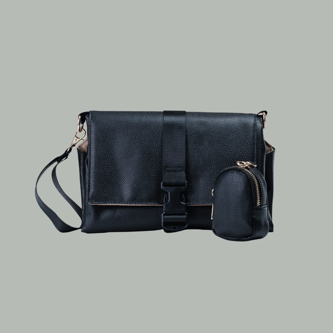 Leather Changing Bag - Everyday Changing Clutch (Black) - Gallery Black- artistic urban gallery