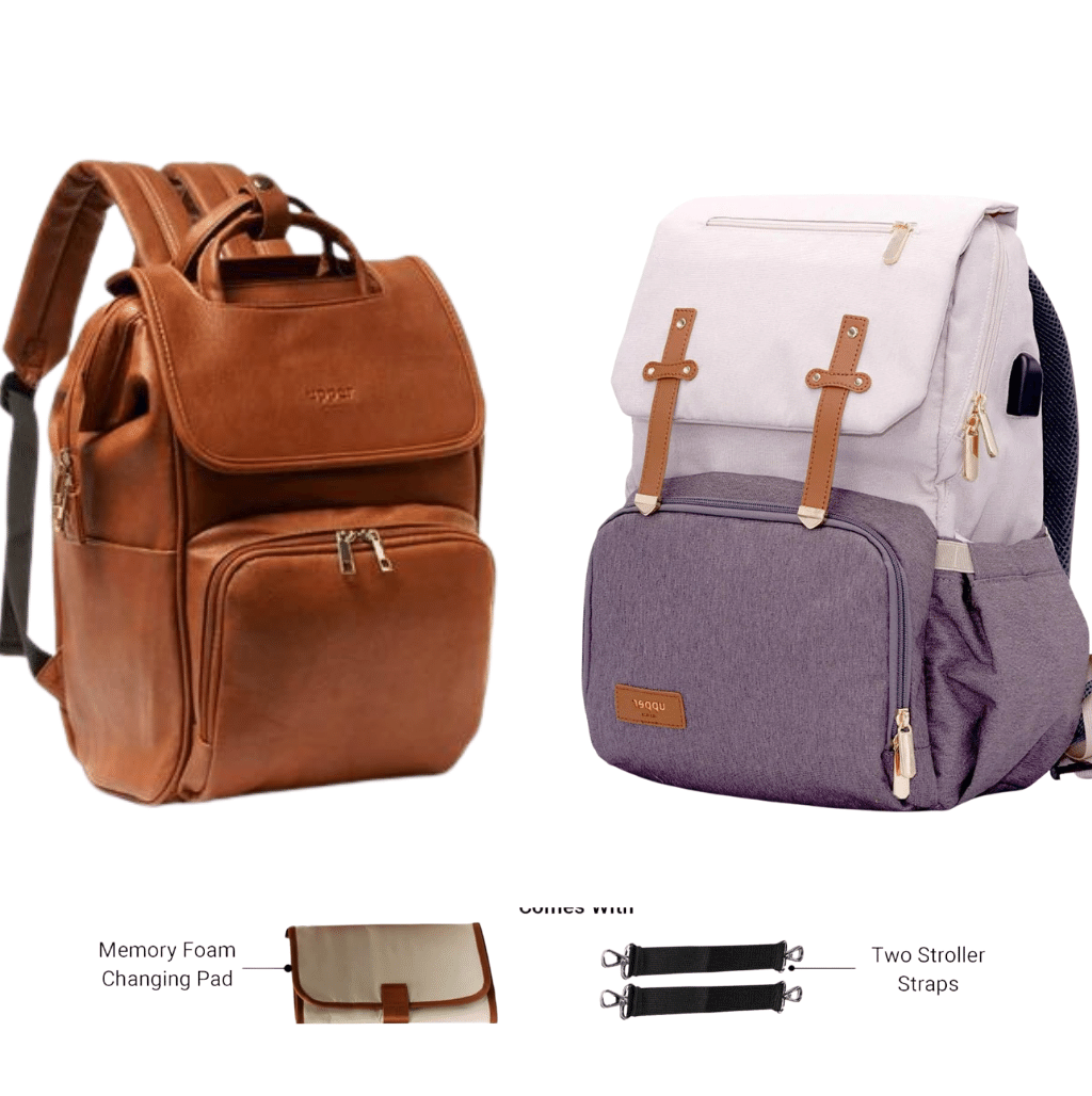 Diaper Bag Backpack Set - La Madison + Milan Gift Set Bundle - Brown