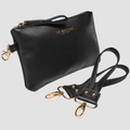 Leather Pouch & Stroller Straps Set - La Maison - Key Chain Stroller Straps + Clip-on Pouch - Black