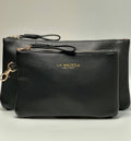 Leather Pouch Set - Clip-on Pouch Gift set ( Black ) - black