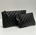 Leather Pouch Set - Clip-on Pouch Gift set (Quilted) - Quilted Black