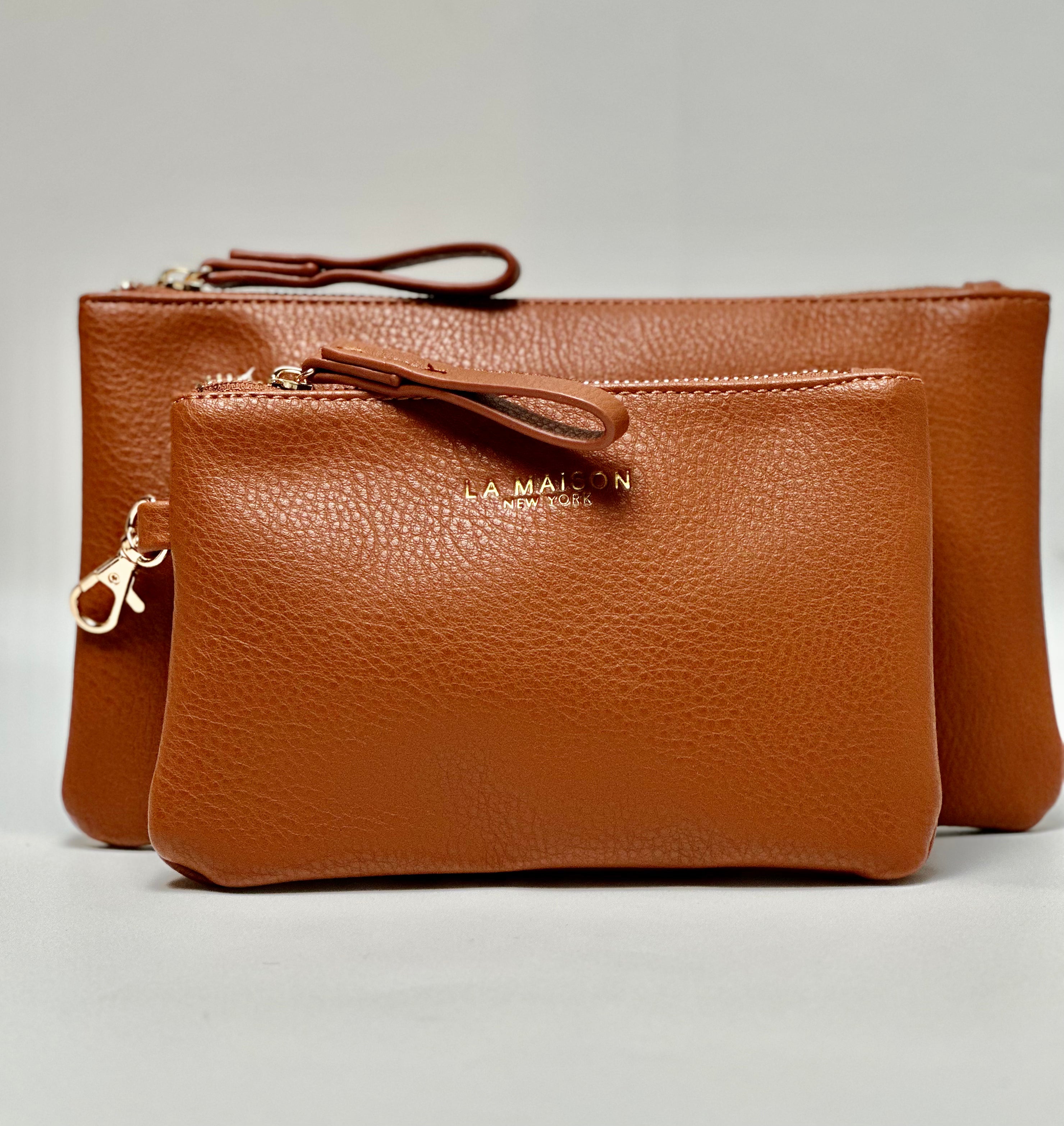Leather Pouch Set - Clip-on Pouch Gift set ( Royal Brown ) - Brown