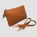 Leather Pouch & Stroller Straps Set - La Maison - Key Chain Stroller Straps + Clip-on Pouch - Brown