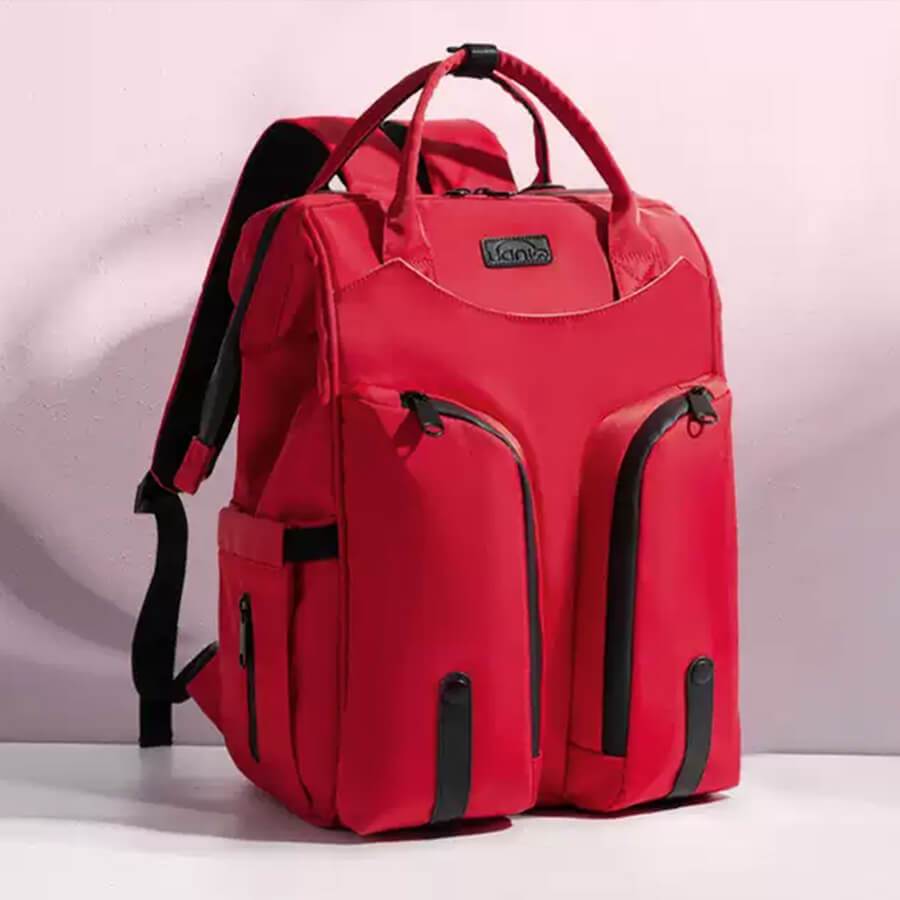 Diaper Backpack - Noah - Large Capacity Unisex Diaper Backpack - Red