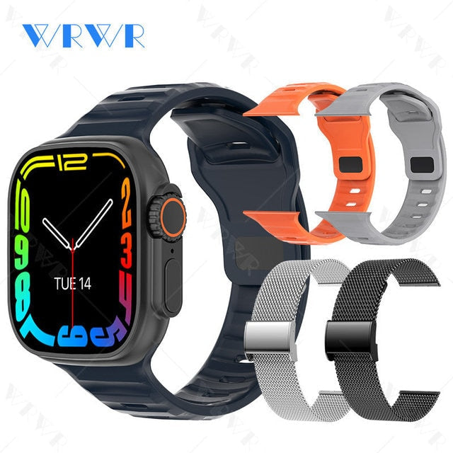 Ultra Smart Watch | Smart Phone Compatible Fitness Tracker - Black with 5 Straps