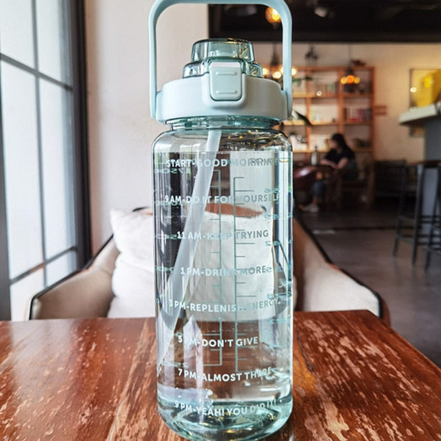 Water Bottle | 2L | With Time Scale Tracking - Green