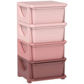 HOMCOM Four-Tier Kids Storage Boxes, with Four Drawers, Pink