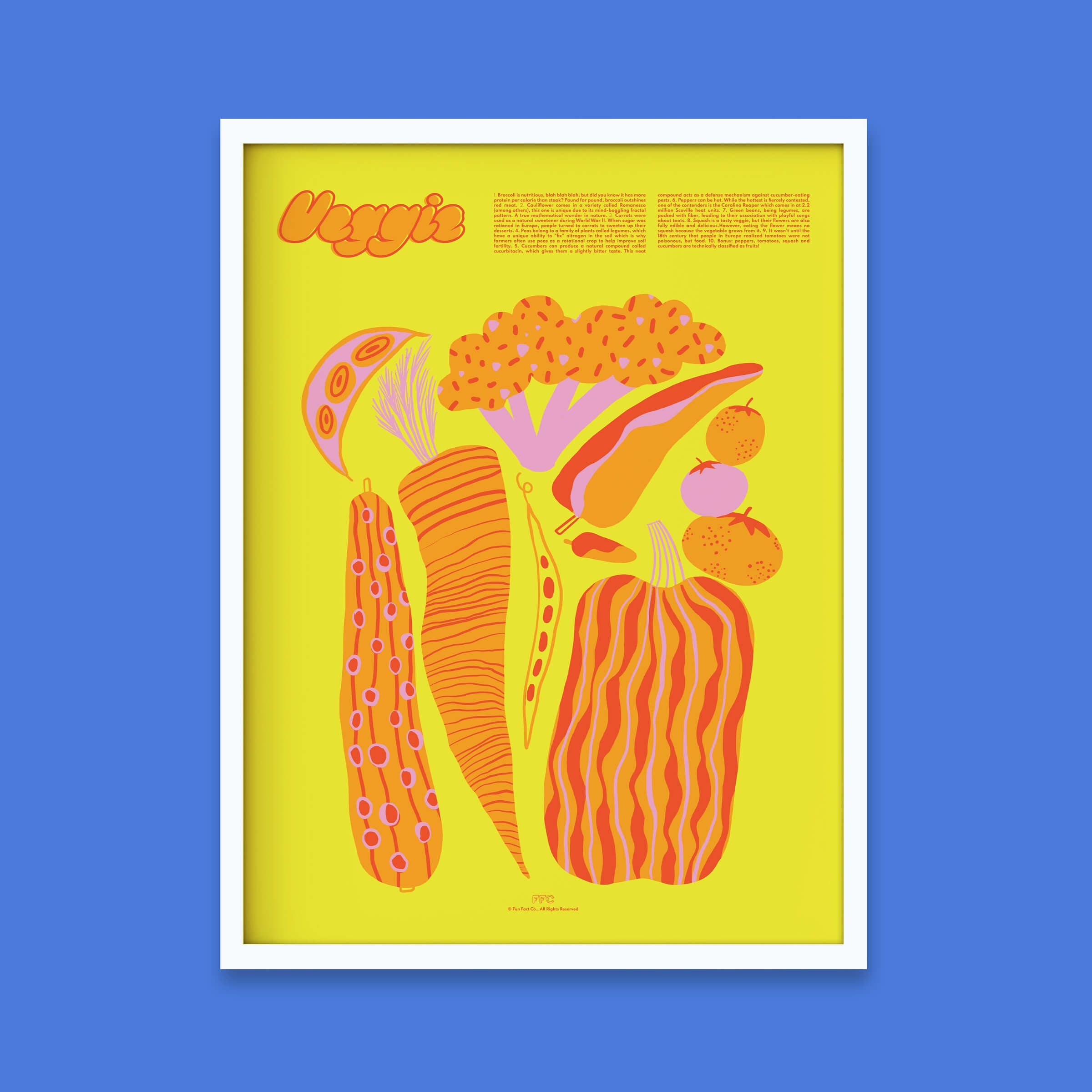 Veggie Fun Facts Print - 18x24" / White Frame