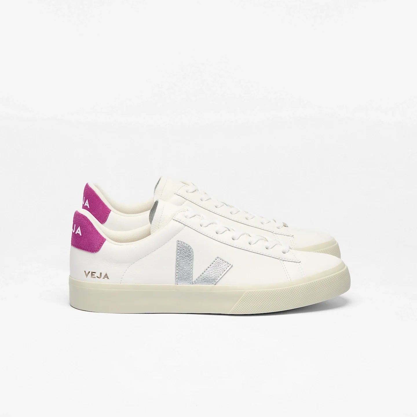 Sneakers campo in pelle bianca e silver ultraviolet - IT 36