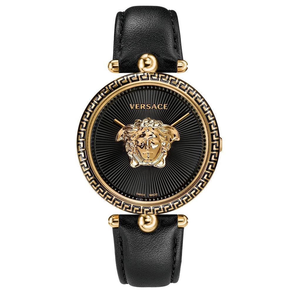Versace VCO020017 Women's Analog Swiss-Quartz Watch with Leather Calfskin Strap