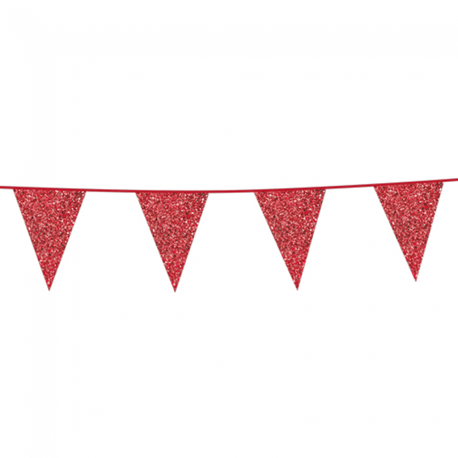 Vlaggetjes glitters (Rood)