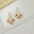 Petal Cluster Pearl Drop Earrings - Pink