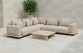 Wren 5 Seater Aluminium Corner Sofa Set With Concrete Table