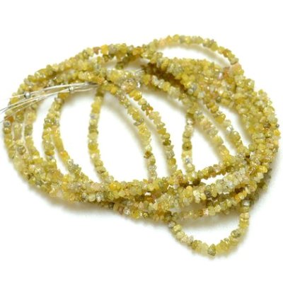 20 Inch Yellow Raw Diamond Beads Necklace - 2.00 to 3.00 MM