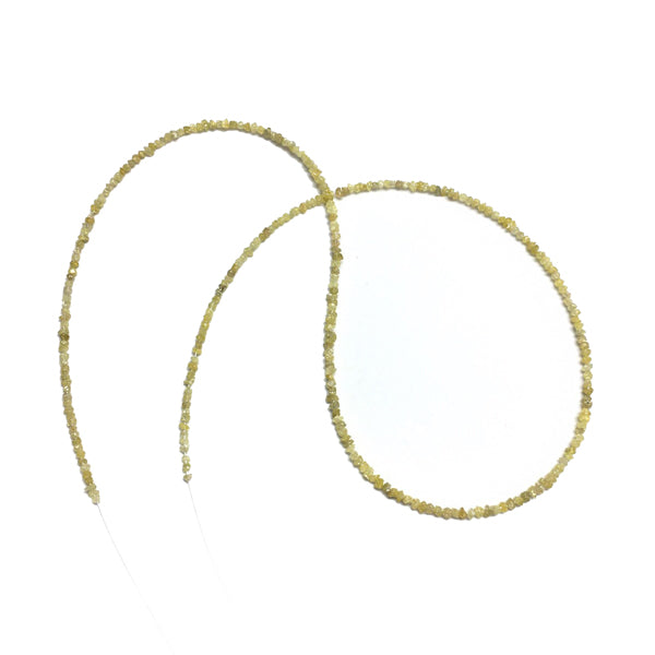 16 Inch Yellow Uncut Diamond Beads Strand - 2.00 to 3.00 MM